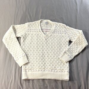 Vintage Knit Sweater Pointelle Floral grandmacore